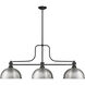 Melange 3 Light 52 inch Matte Black Billiard Ceiling Light in Brushed Nckel Metal and Glass