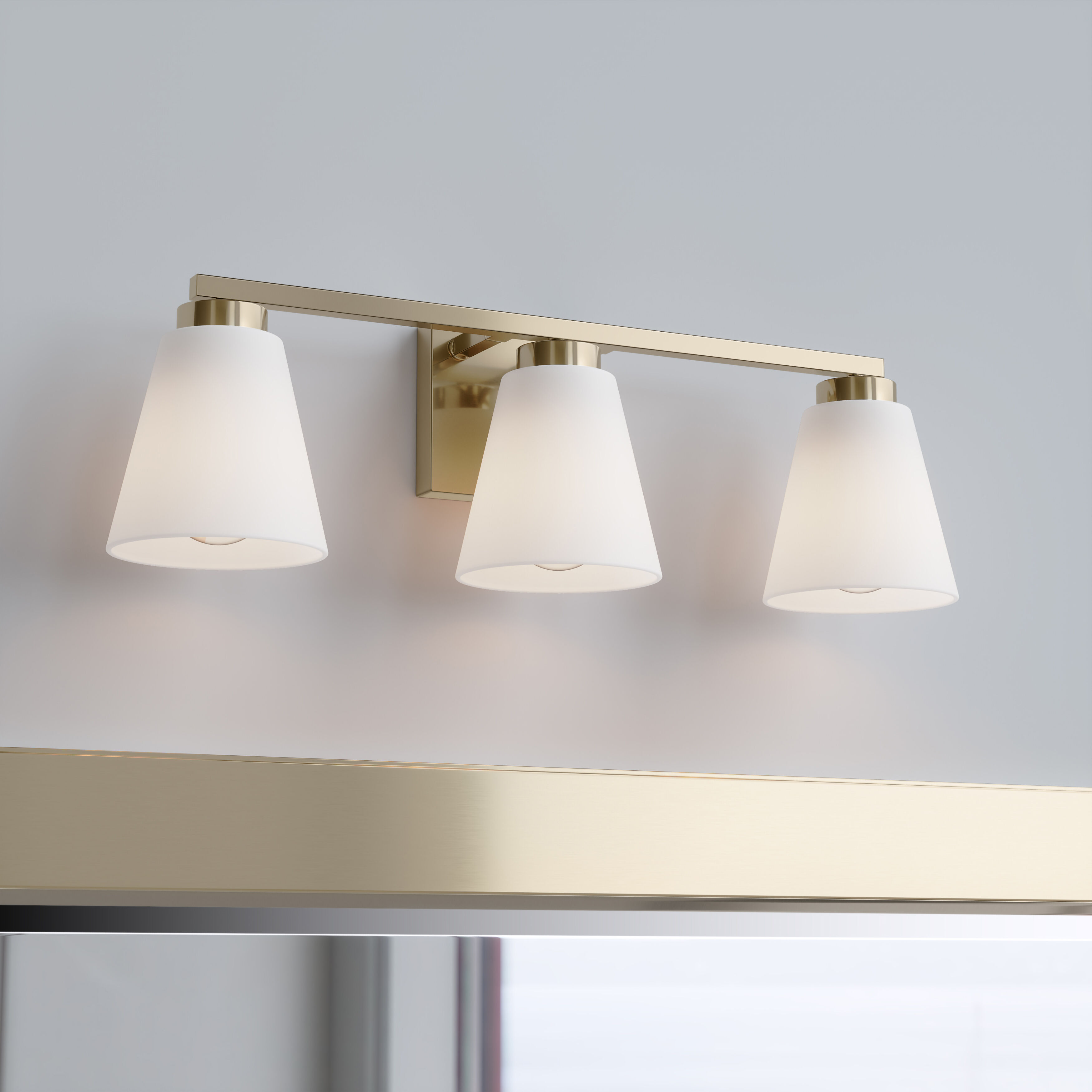 Strayhan 3 Light 22 inch Modern Gold Bathroom Vanity Light Wall Light