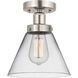 Cone 1 Light 7.75 inch Brushed Satin Nickel Semi-Flush Mount Ceiling Light