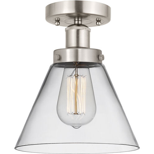 Cone 1 Light 7.75 inch Brushed Satin Nickel Semi-Flush Mount Ceiling Light