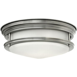 Hadley LED 12 inch Antique Nickel Indoor Flush Mount Ceiling Light in Etched Opal