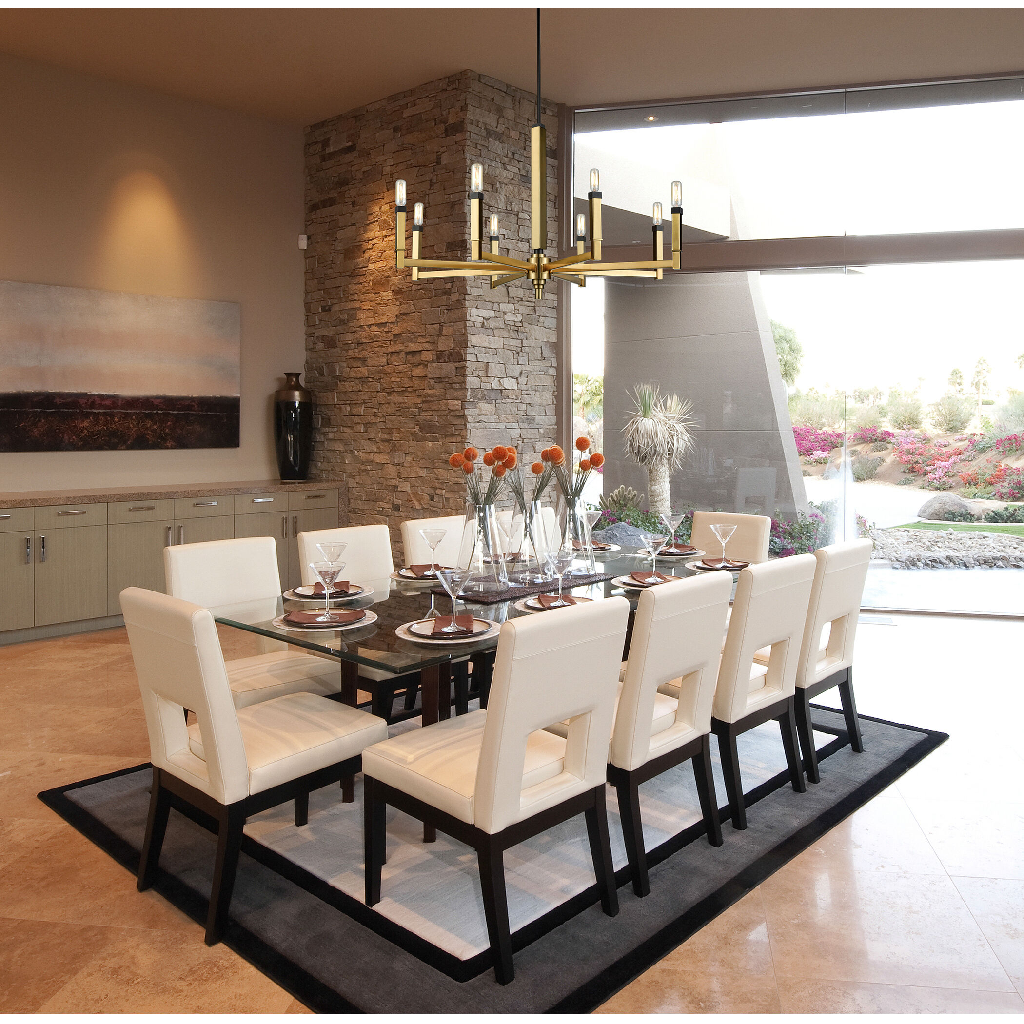 Mandeville 8 Light 31 inch Satin Brass with Oil Rubbed Bronze Chandelier Ceiling Light