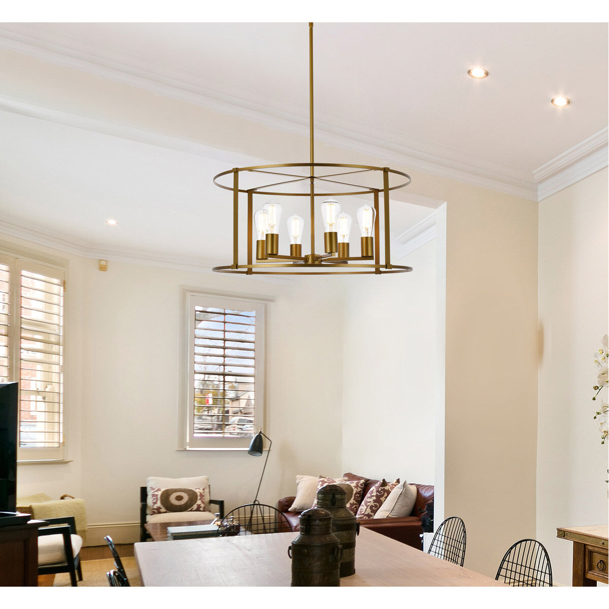 Agnys 6 Light 26 inch Brass Pendant Ceiling Light