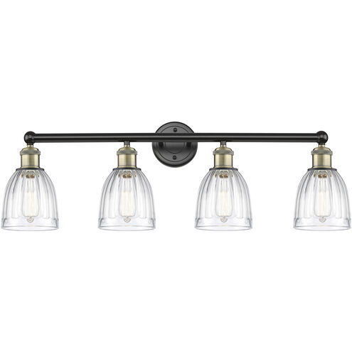 Brookfield 4 Light 32.75 inch Black Antique Brass Bath Vanity Light Wall Light in Clear