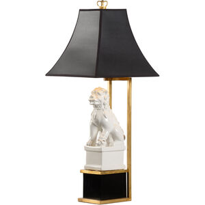 Jamie Merida 29 inch 100.00 watt Cream Glaze/Black/Antique Gold Leaf Table Lamp Portable Light, Left