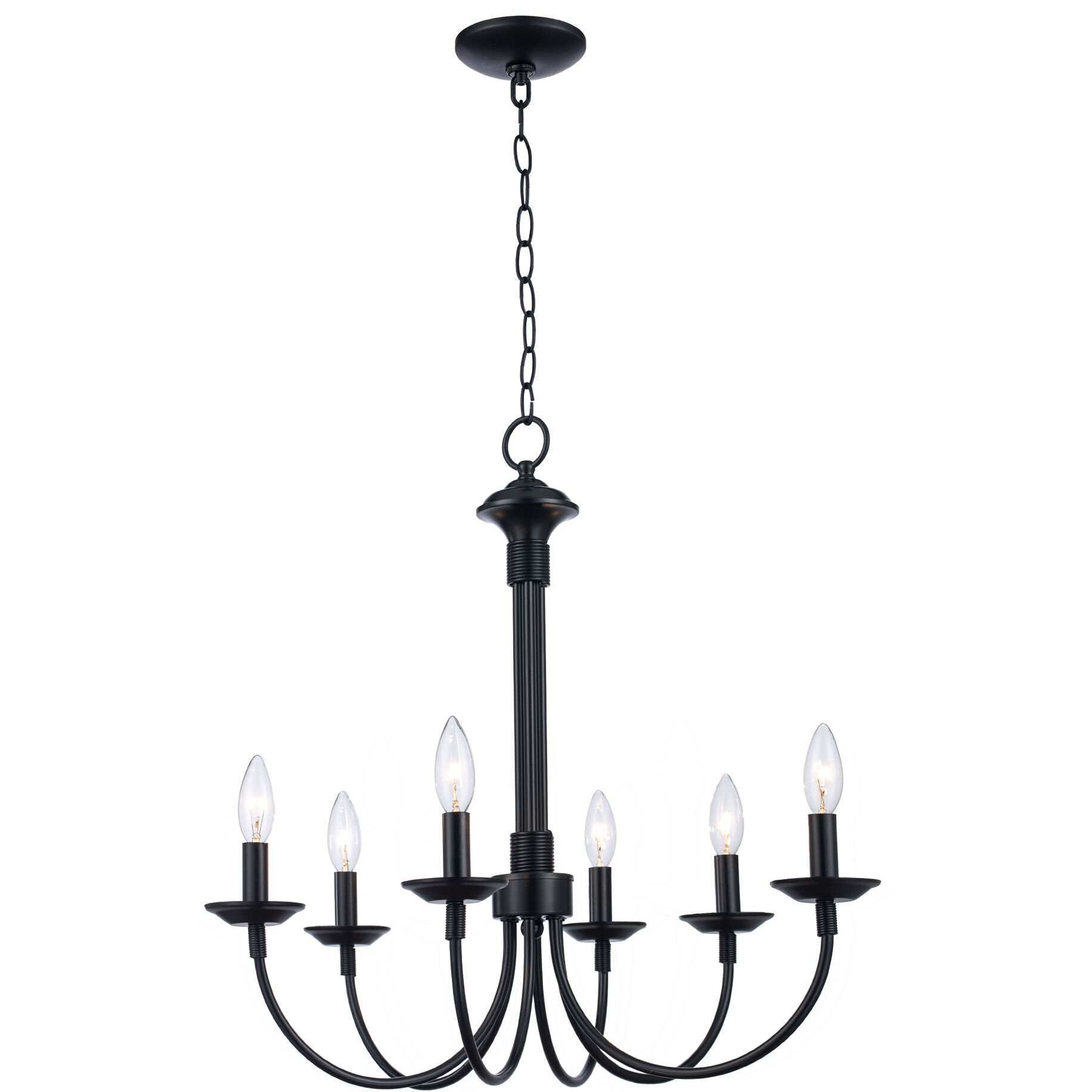 Candle 6 Light 24 inch Black Chandelier Ceiling Light