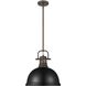 Yep Duncan 1 Light 14 inch Rubbed Bronze Pendant Ceiling Light in Matte Black
