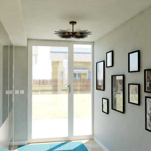 Nikko LED 24 inch Matte Black Semi-Flush Mount Ceiling Light in 6