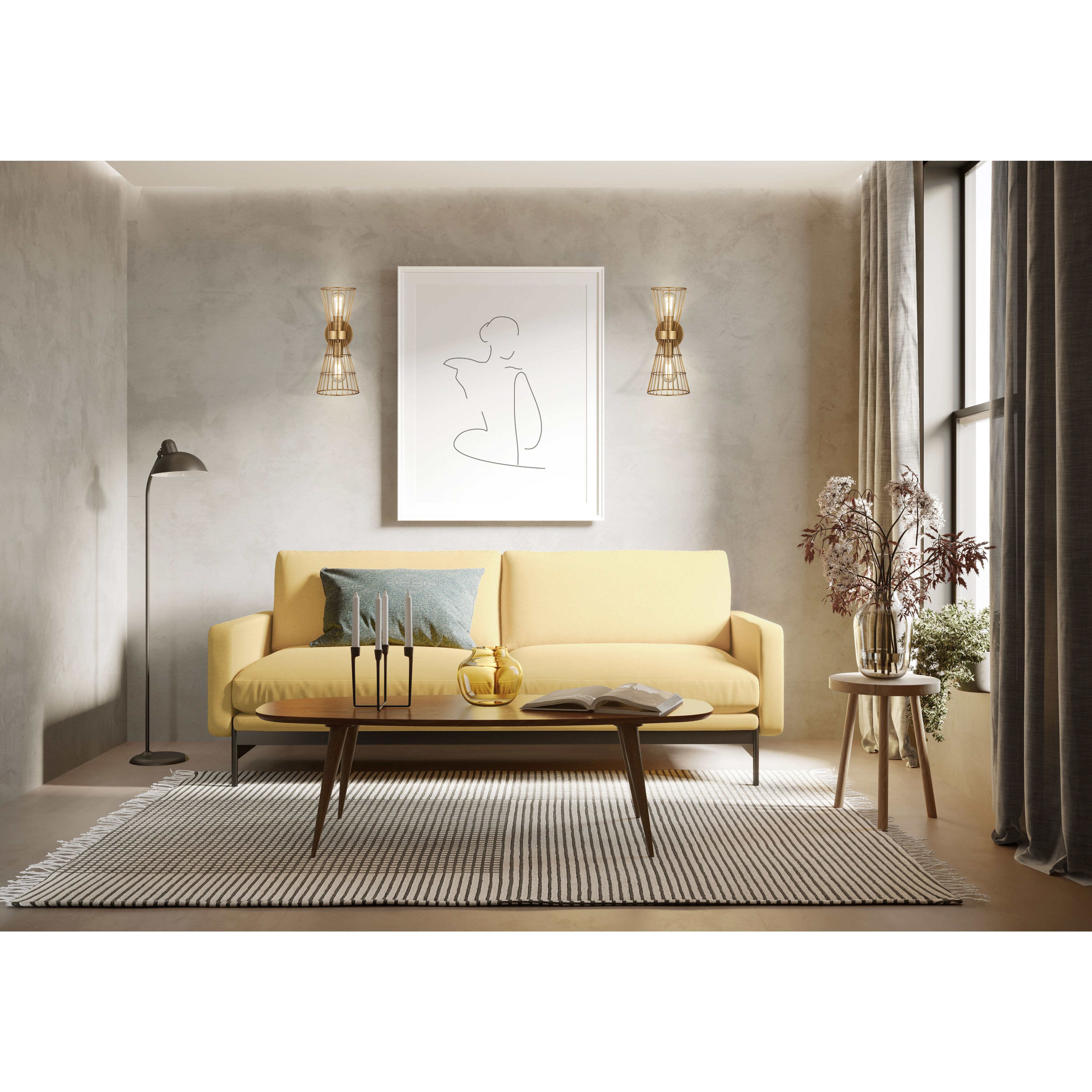 Alito 2 Light 7 inch Rubbed Brass Wall Sconce Wall Light