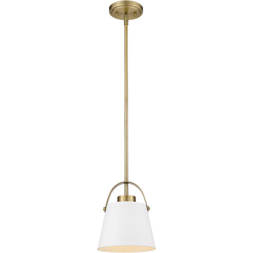 Z-Studio 1 Light 8 inch Matte White and Heritage Brass Pendant Ceiling Light