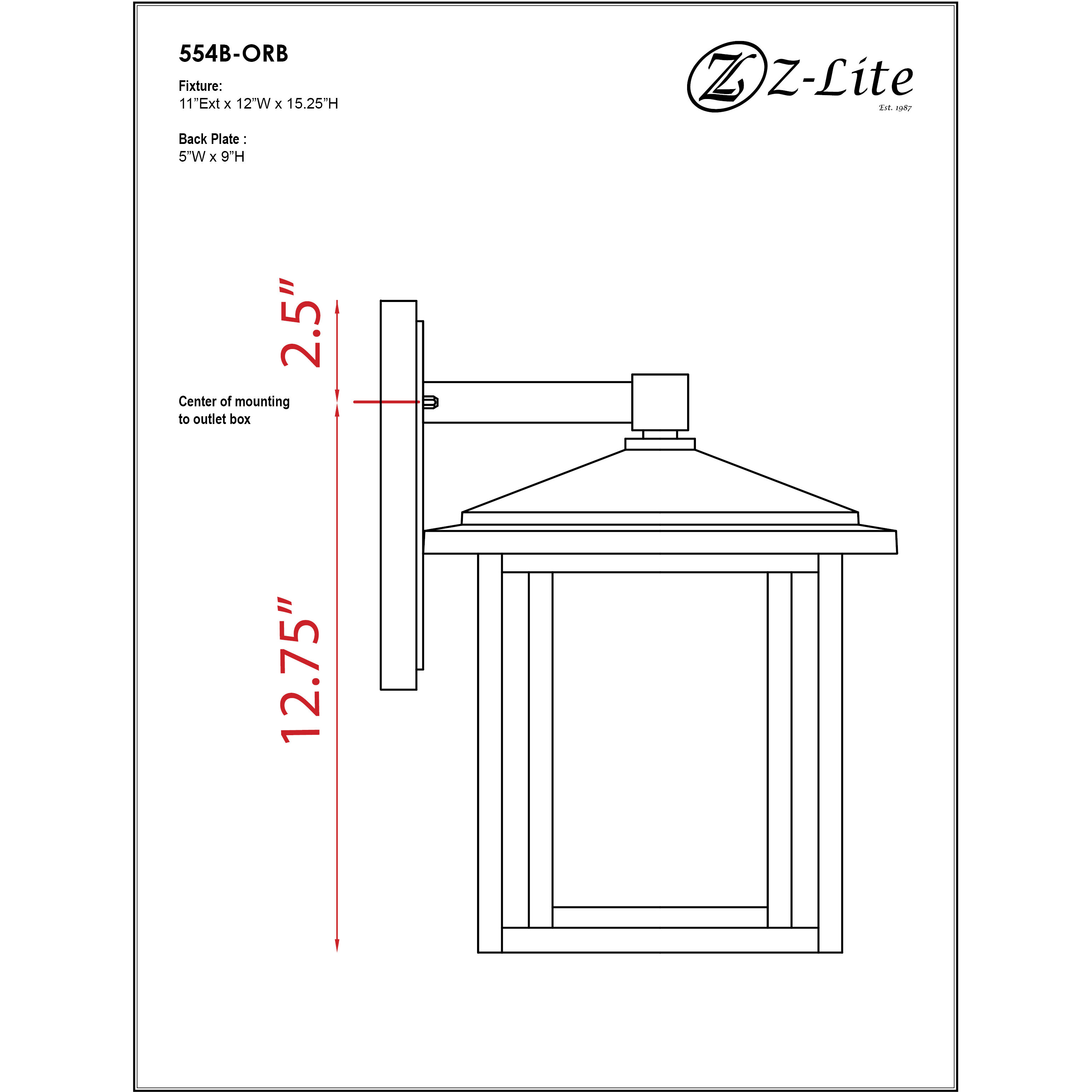 Aspen 1 Light 15.25 inch Oil Rubbed Bronze Outdoor Wall Light