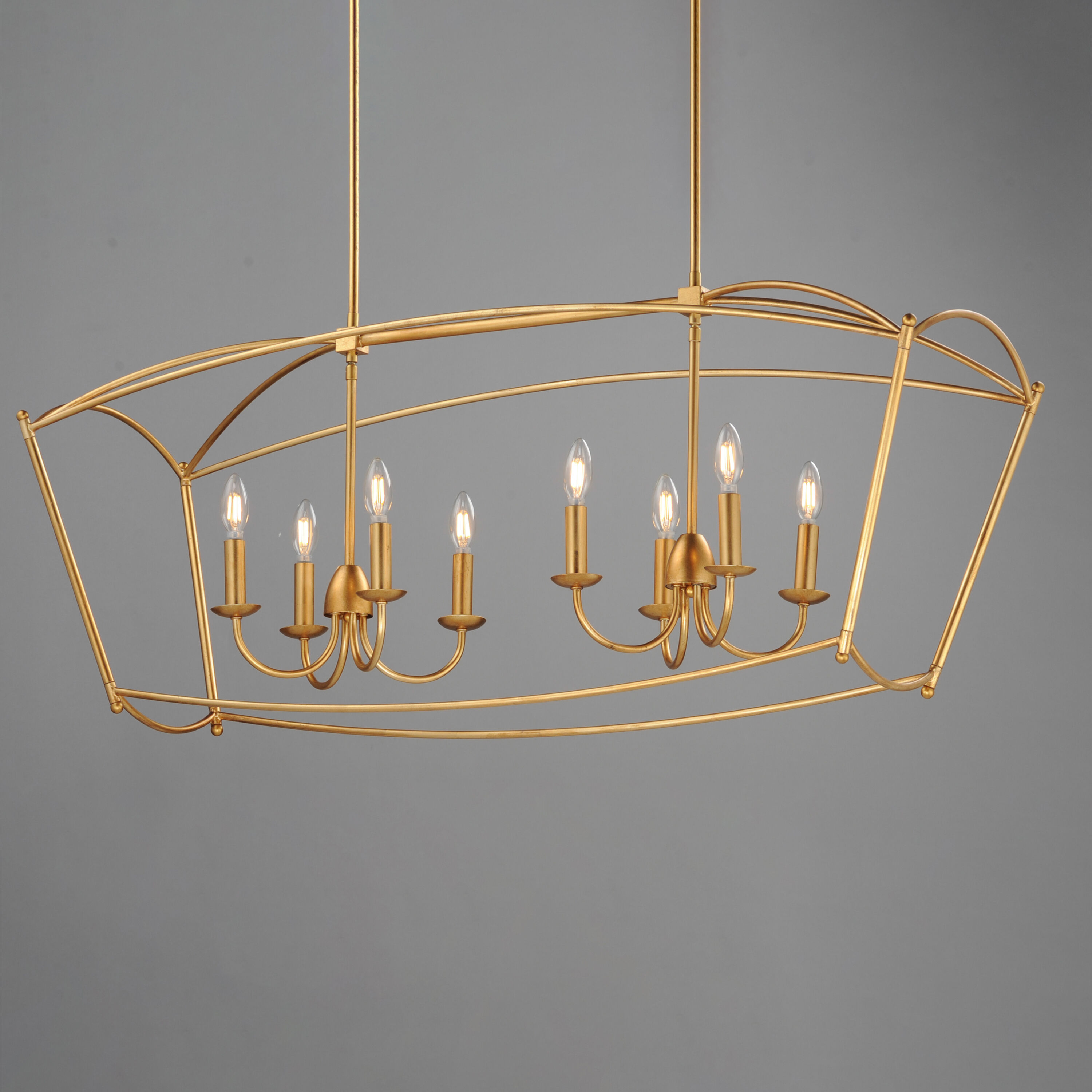 Plumette Linear Pendant Ceiling Light in Gold Leaf