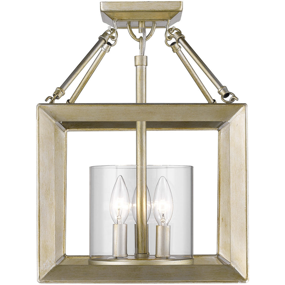 Smyth 3 Light 11.75 inch White Gold Semi-Flush Mount Ceiling Light in Clear Glass, Convertible