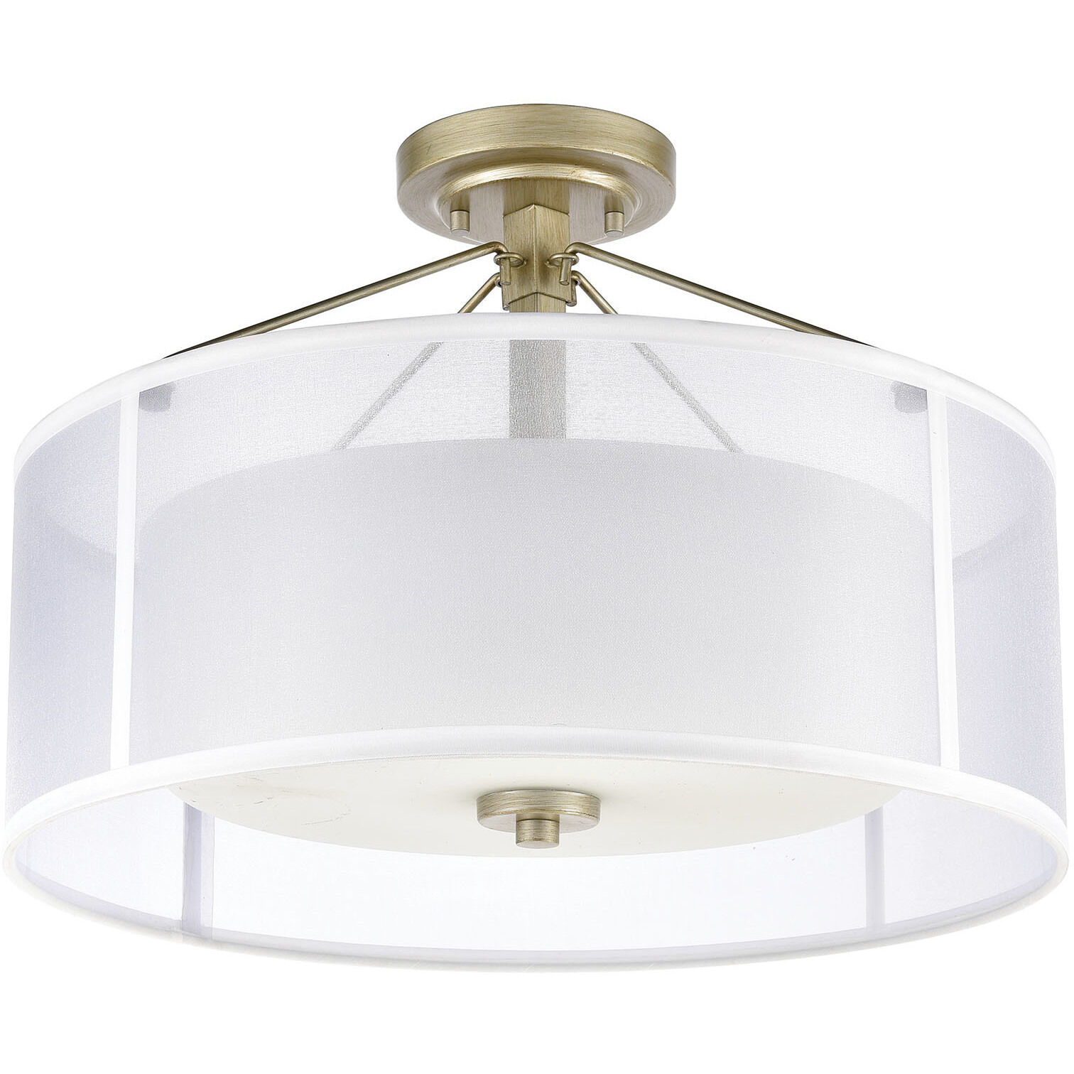 Diffusion 3 Light 18 inch Soft Gold with White Semi Flush Mount Ceiling Light