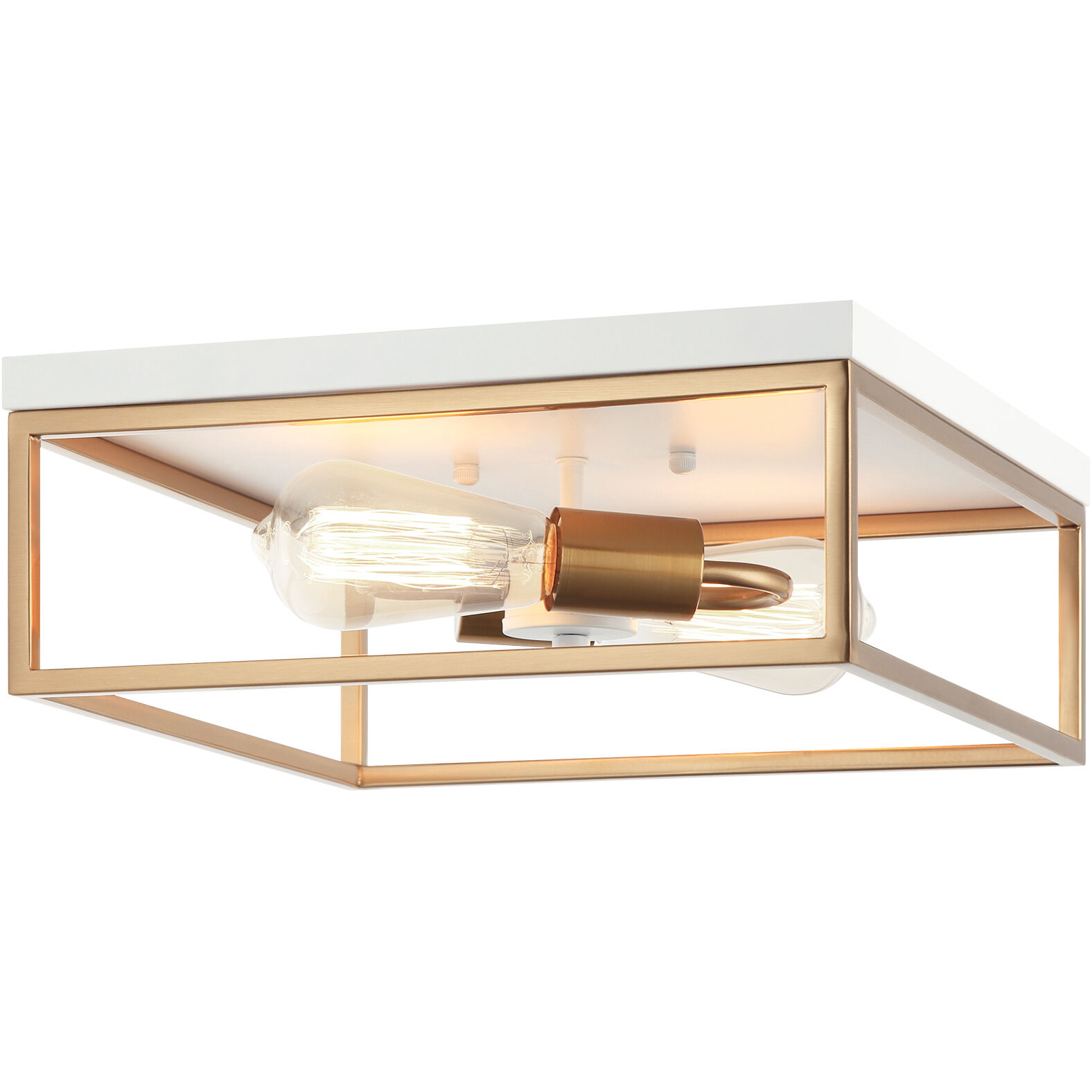 Clarke 2 Light 13 inch White and Aged Gold Brass Flush Mount Ceiling Light