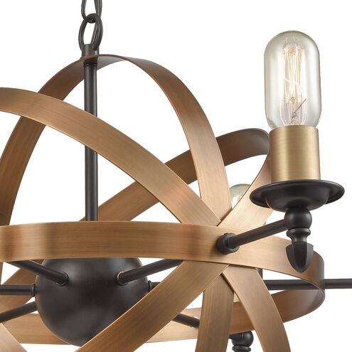 Kingston 6 Light 27 inch Oil Rubbed Bronze with Brushed Antique Brass Chandelier Ceiling Light