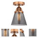 Nouveau 2 Small Cone LED 6.25 inch Antique Copper Semi-Flush Mount Ceiling Light in Light Smoke Glass