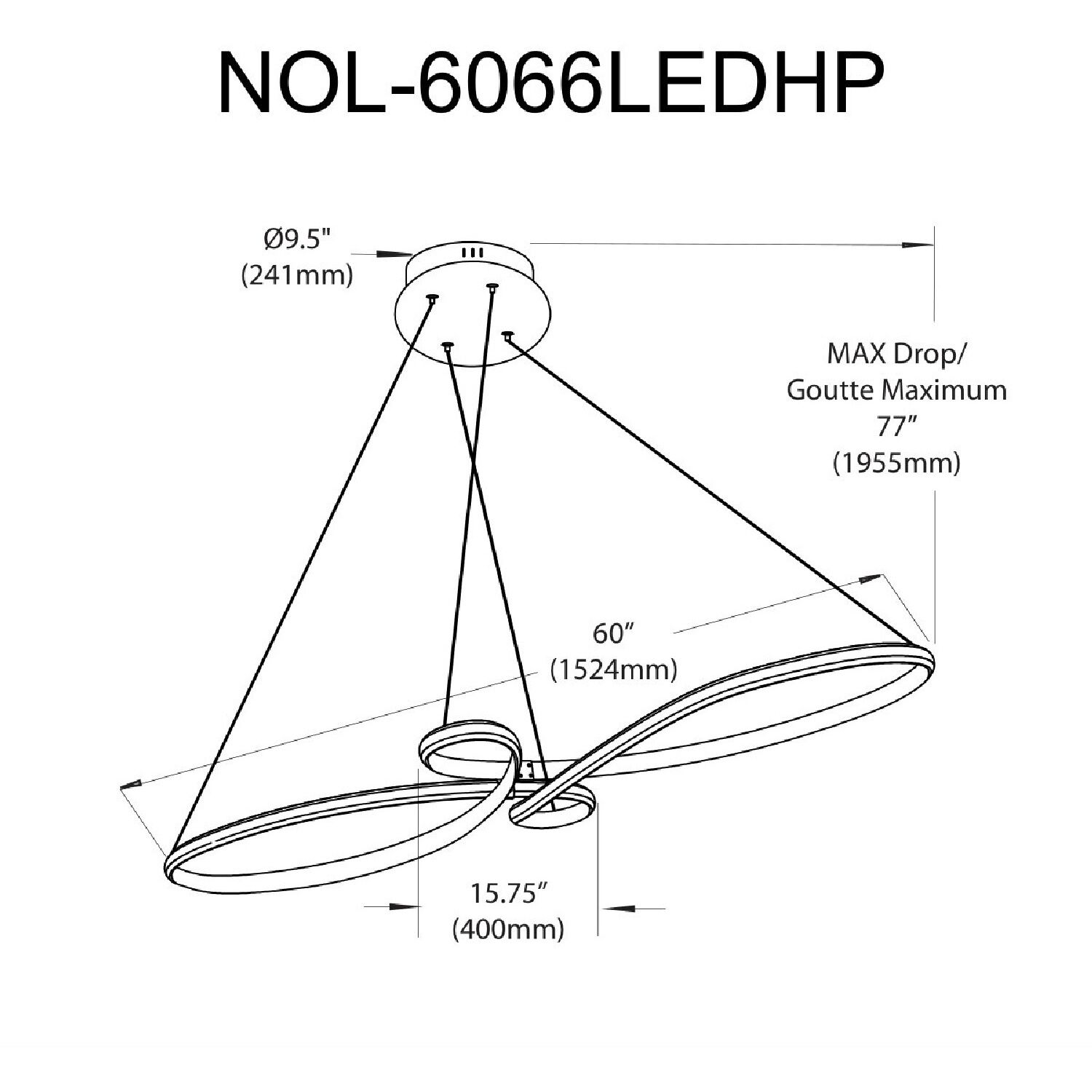 Nola LED 60 inch Matte Black Horizontal Pendant Ceiling Light