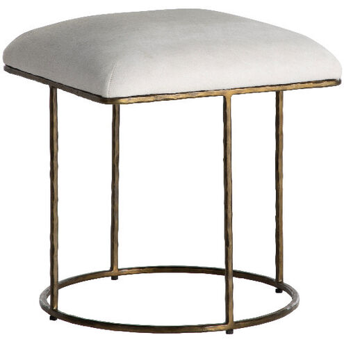 Lucas 19 inch Antique Aged Brass / Natural Ivory Hide Bar Counter Stool