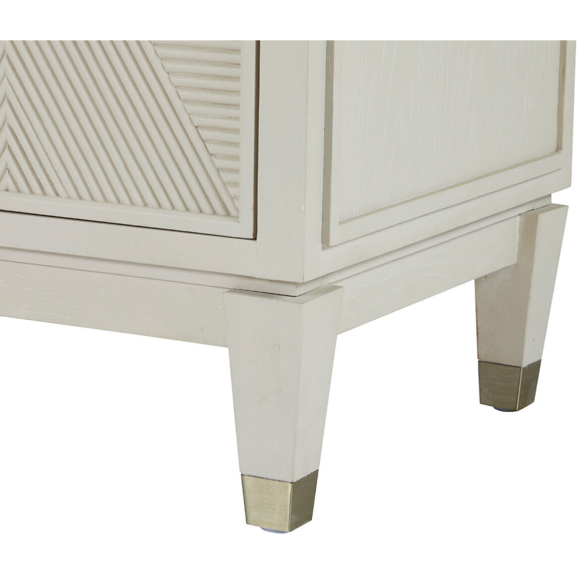 Strella Stainless Champagne / Cerused White Cabinet