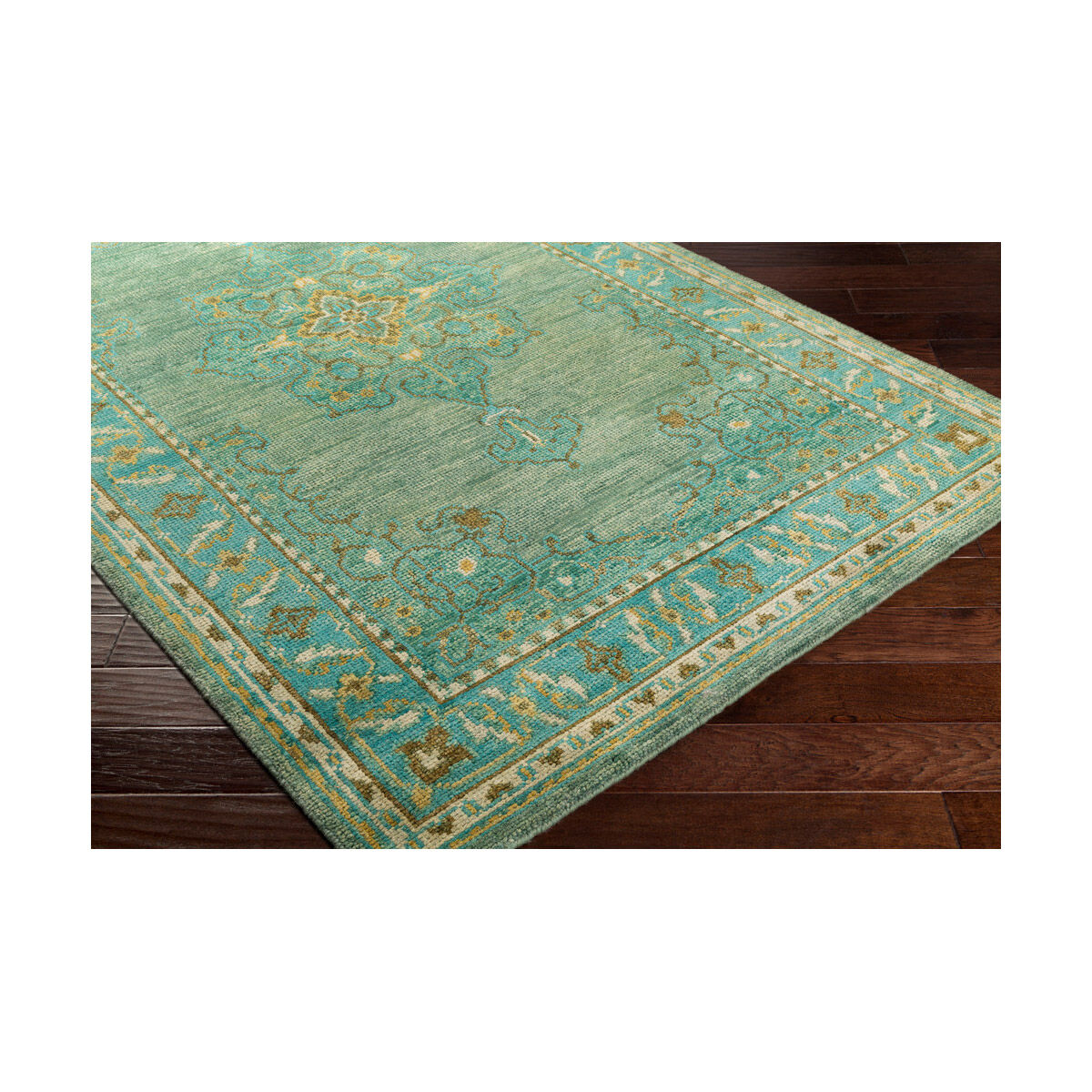 Haven 36 X 24 inch Emerald/Teal/Grass Green/Bright Yellow Rugs in 2 x 3, Wool