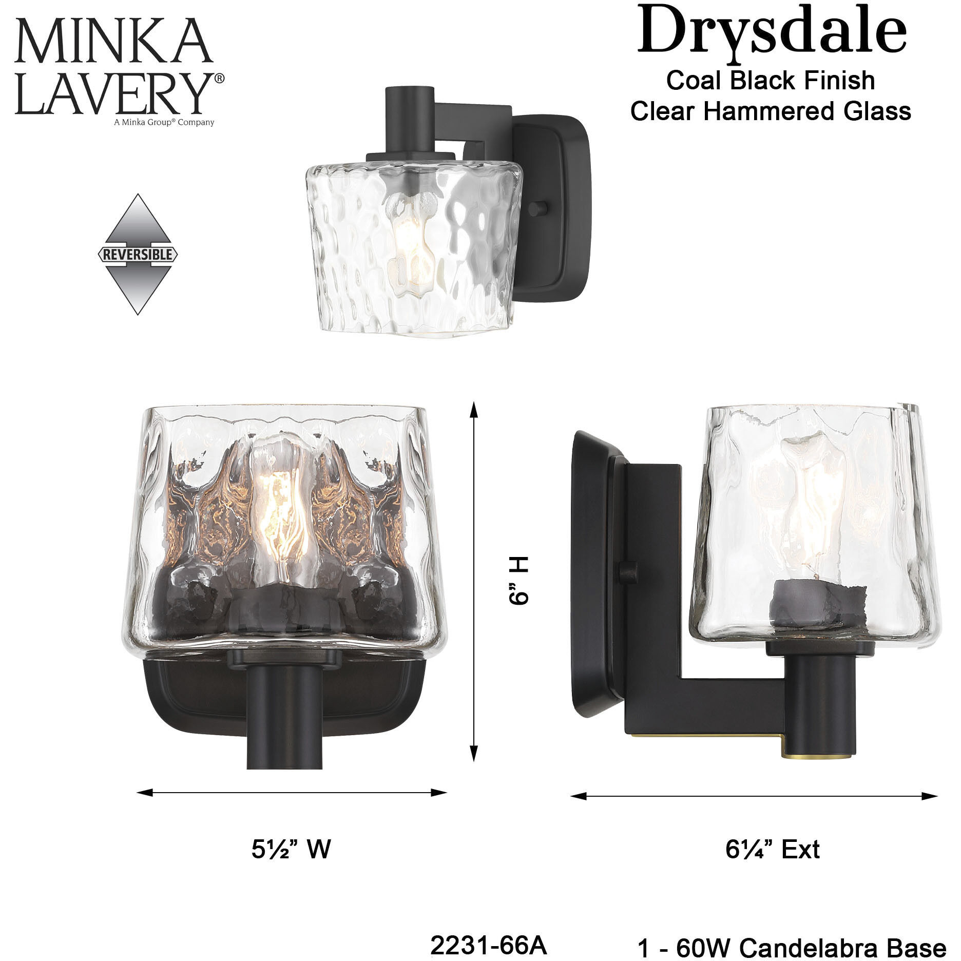 Drysdale 1 Light 5.5 inch Coal Bath Vanity Light Wall Light