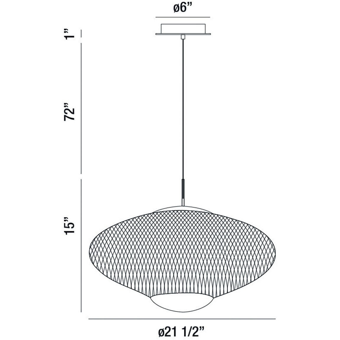 Park LED 21.5 inch Black Pendant Ceiling Light, Large