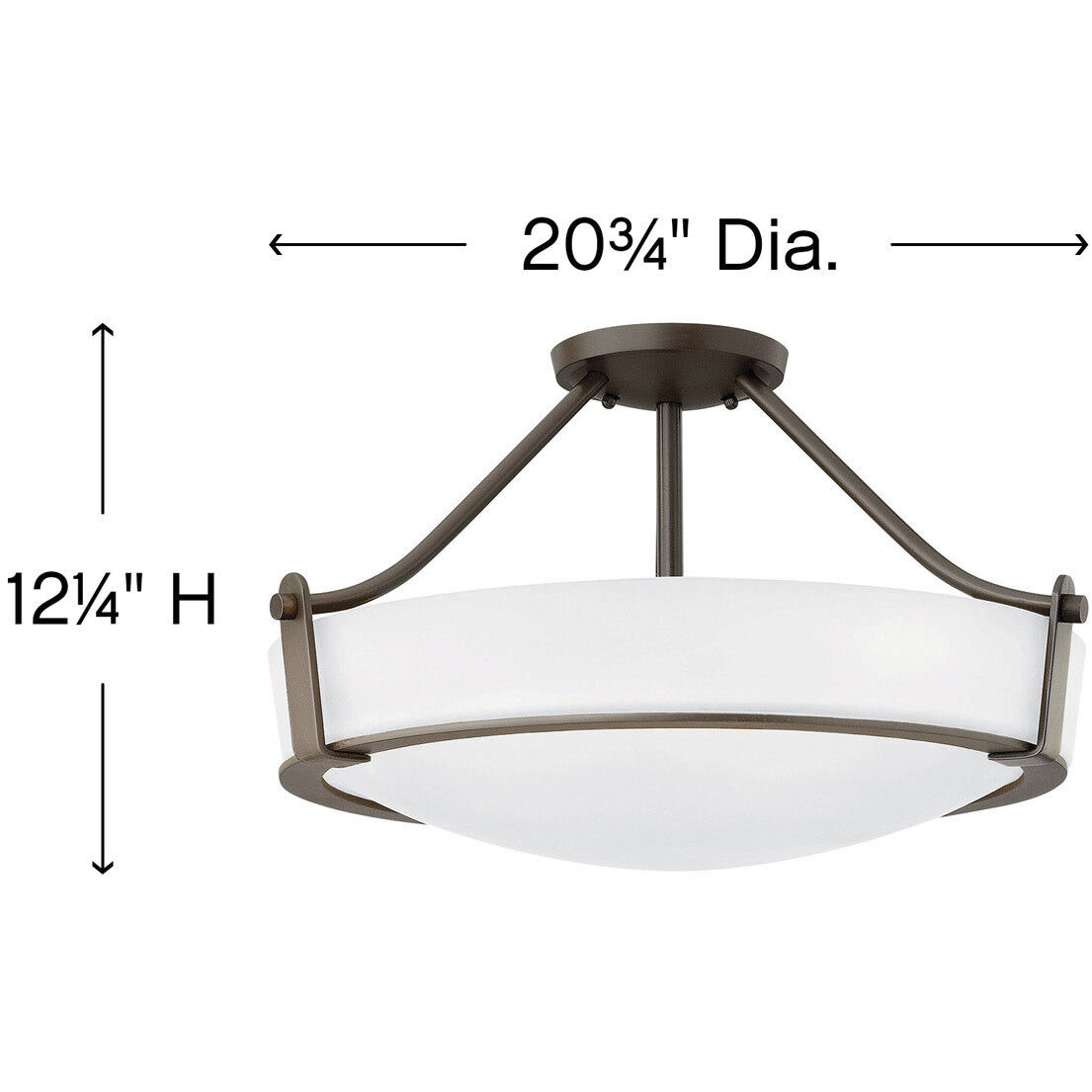 Hathaway 4 Light 20.75 inch Olde Bronze Indoor Semi-Flush Mount Ceiling Light in Etched White