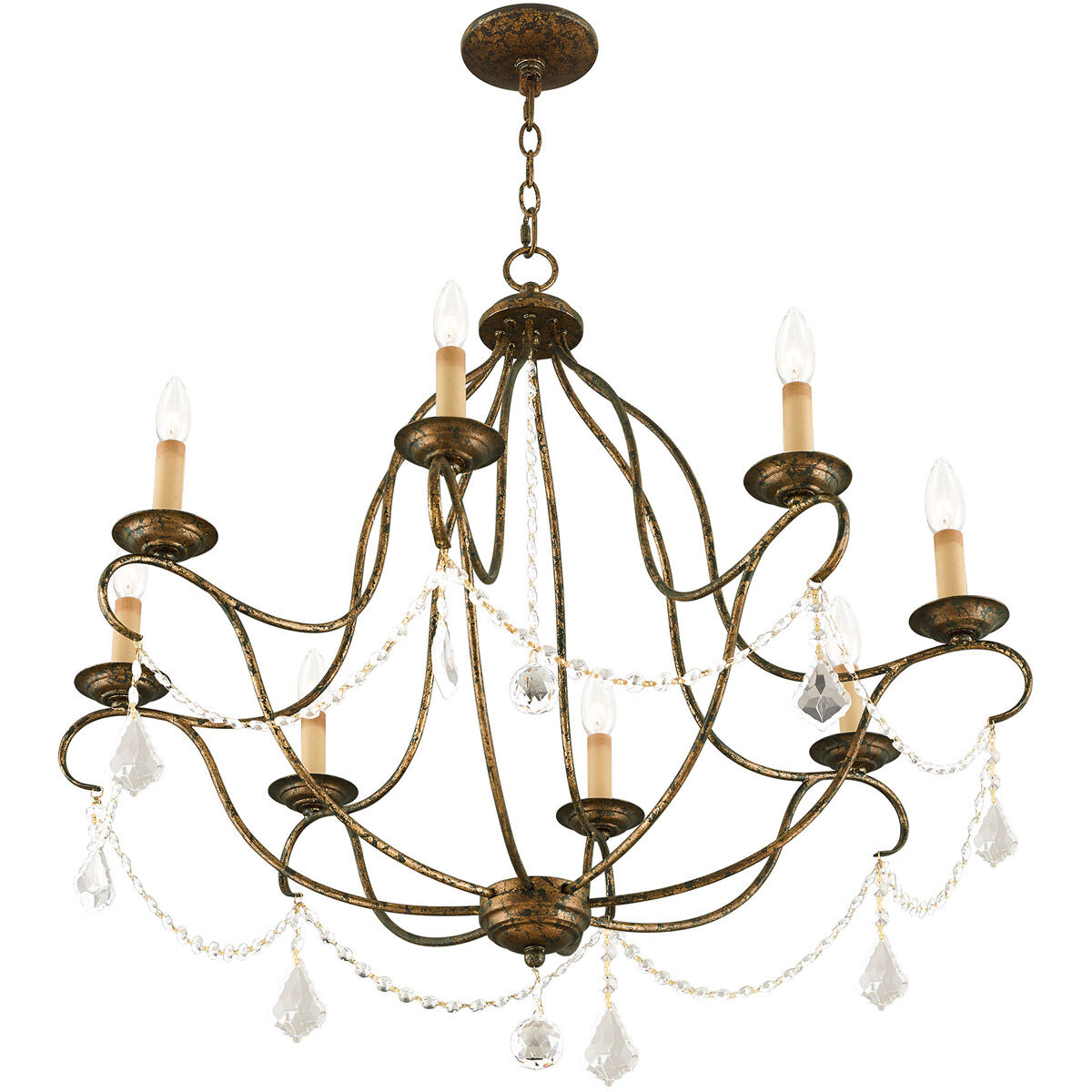 Chesterfield 8 Light 32 inch Hand Applied Venetian Golden Bronze Chandelier Ceiling Light