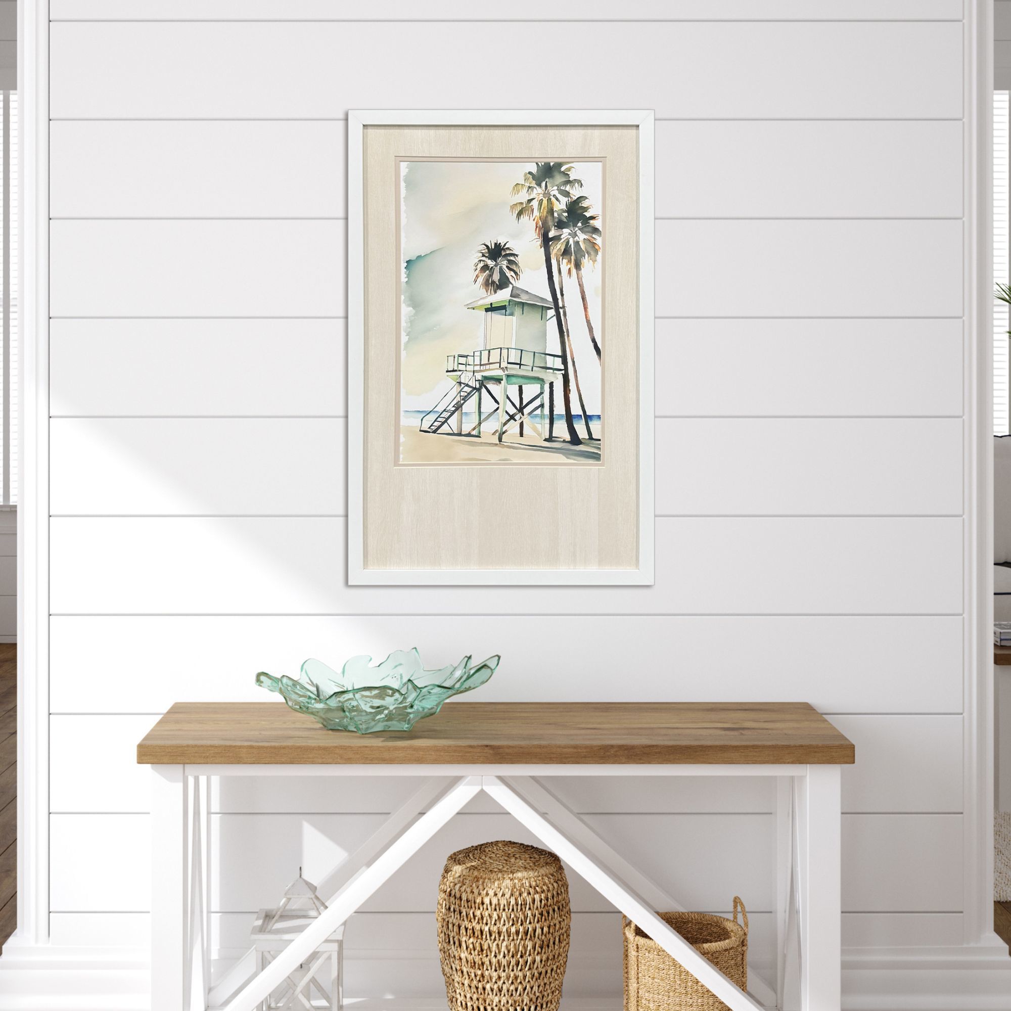 Boho Beachy Green and Blue and Brown Framed Art, Propac
