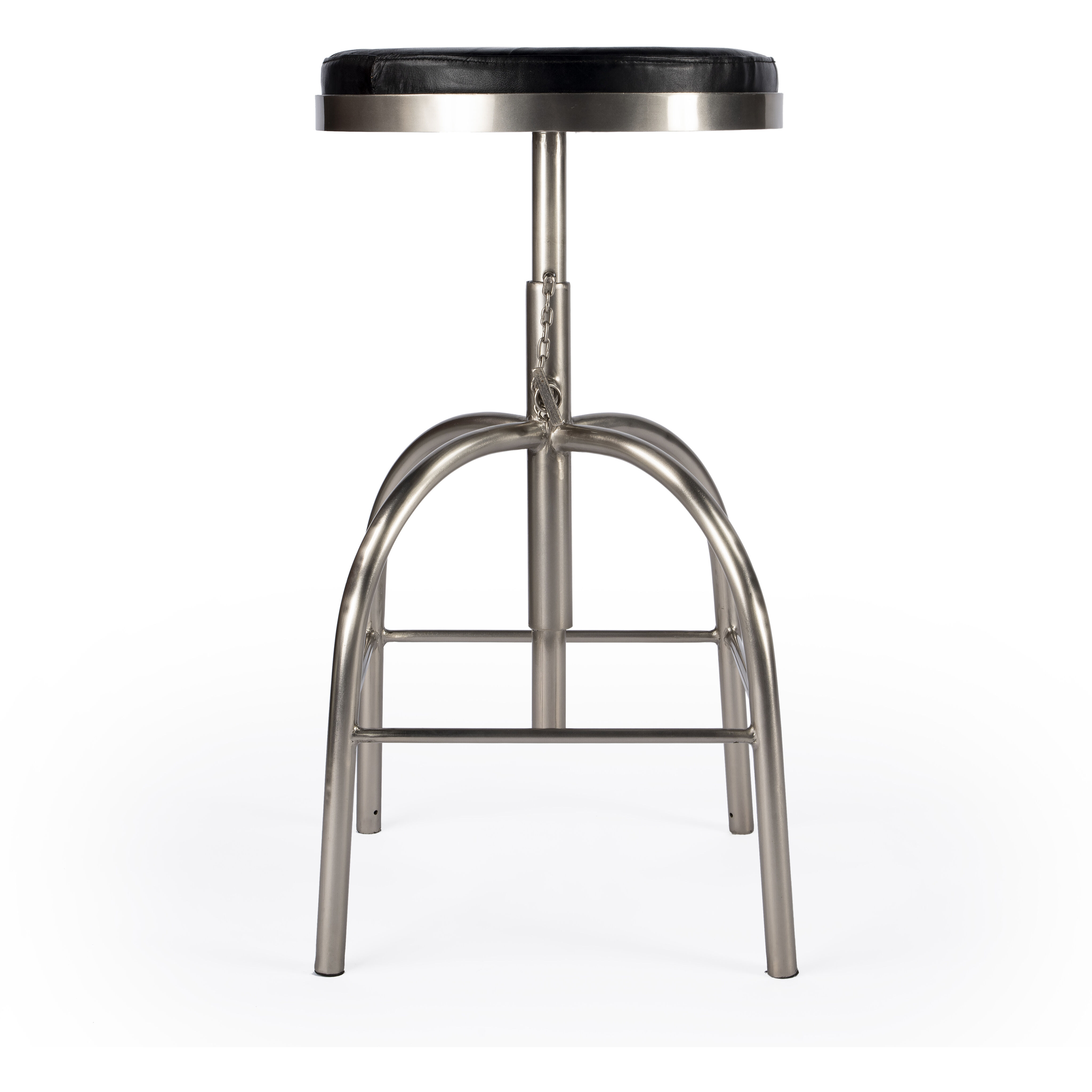 Clyde Leather 25" Adjustable Bar Stool in Black