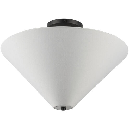 Alora Mood Bridgette 1 Light 16.38 inch Matte Black Semi-Flush Mount Ceiling Light in White Linen Shade