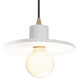 Radiance Collection - Saucer 1 Light 8 inch Gloss White Pendant Ceiling Light in Antique Brass, Black Cord, Form+Finish+Function