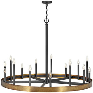 Wells LED 45 inch Weathered Brass with Black Indoor Chandelier Ceiling Light
