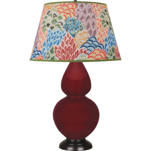 Double Gourd 31 inch 150.00 watt Sangria Glazed Ceramic with Deep Patina Bronze Table Lamp Portable Light in Spring Floral