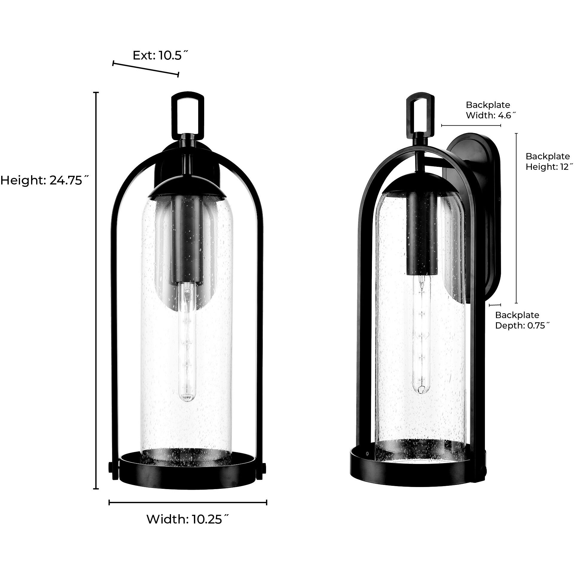 Luxio 1 Light 24.75 inch Powder Coated Black Outdoor Wall Sconce