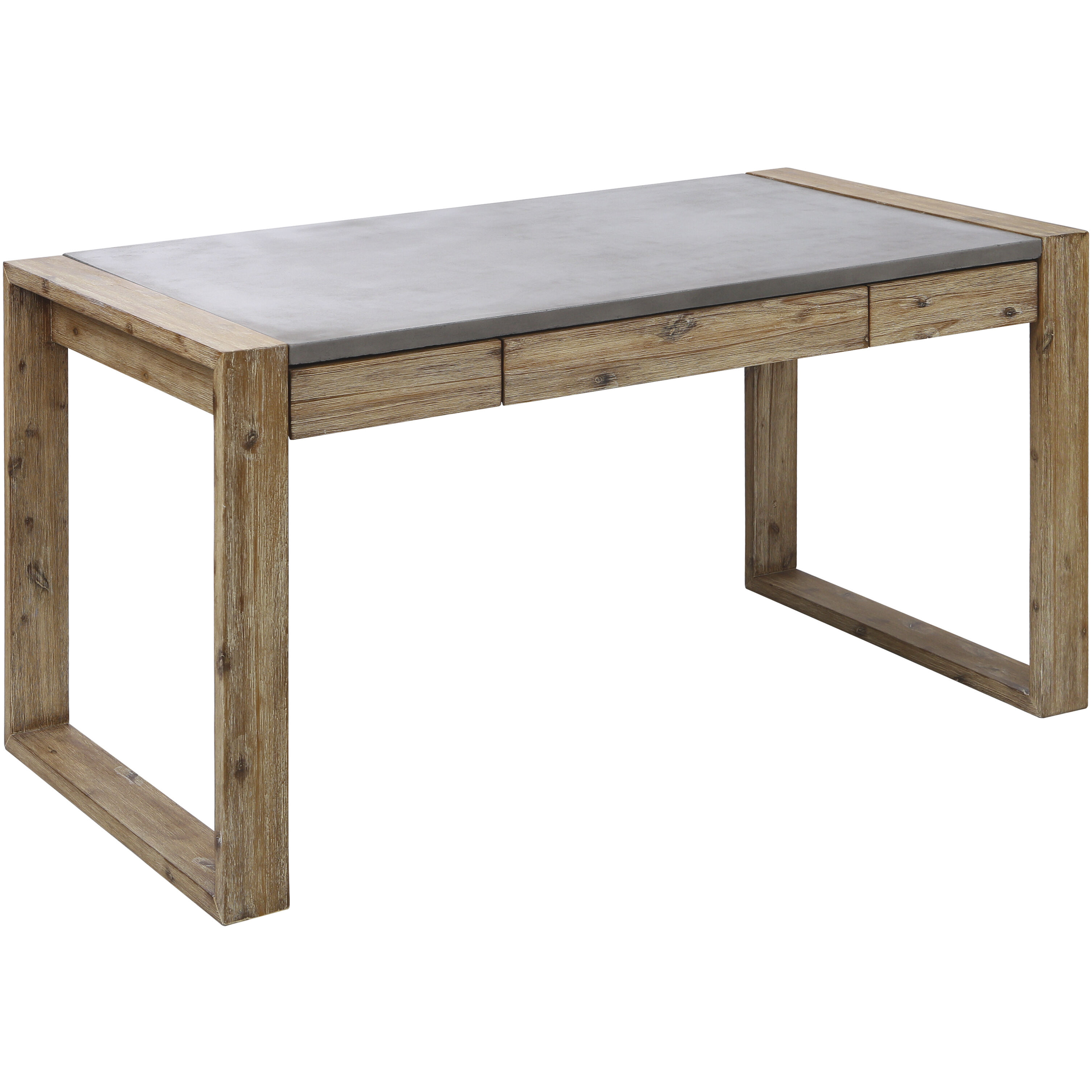 Brooklyn Heights 57 X 28 inch Polished Concrete with Natural Desk