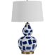 Luca 29 inch Blue & White Painted Ceramic / Antique Brass Table Lamp Portable Light