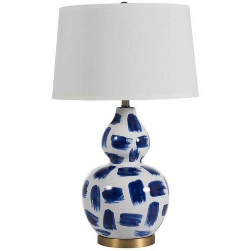 Luca 29 inch Blue & White Painted Ceramic / Antique Brass Table Lamp Portable Light