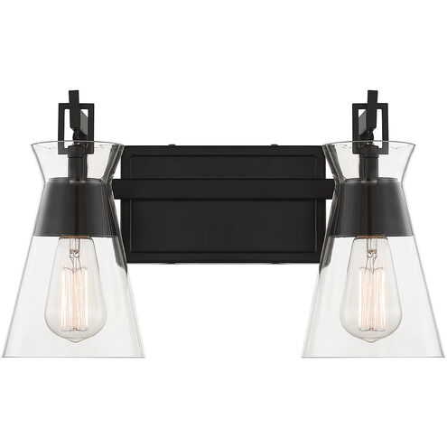 Lakewood 2 Light 16 inch Black Bathroom Vanity Light Wall Light, Essentials