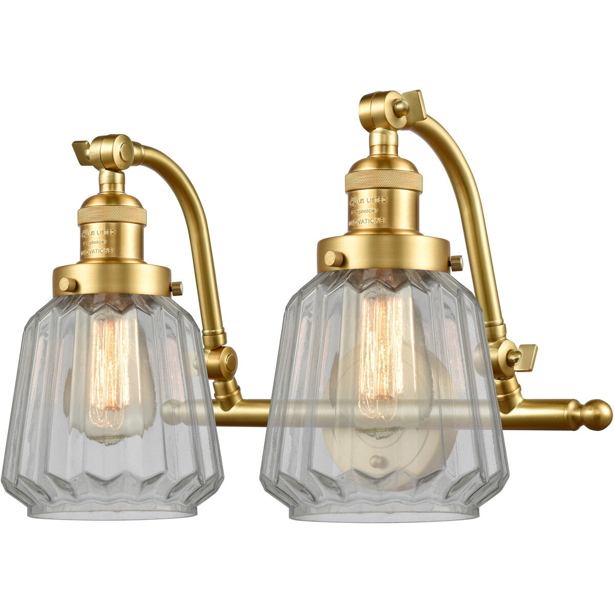 Franklin Restoration Chatham 2 Light 18 inch Satin Gold Bath Vanity Light Wall Light in Clear Glass, Franklin Restoration