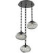 Nova 3 Light 22.2 inch Matte Black Multi-Pendant Ceiling Light in Smoke, Rectangular Chain
