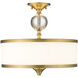Cosmopolitan 3 Light 15.75 inch Heritage Brass Semi Flush Mount Ceiling Light