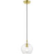 Aldrich 1 Light 8 inch Satin Brass with Polished Brass Accent Pendant Ceiling Light