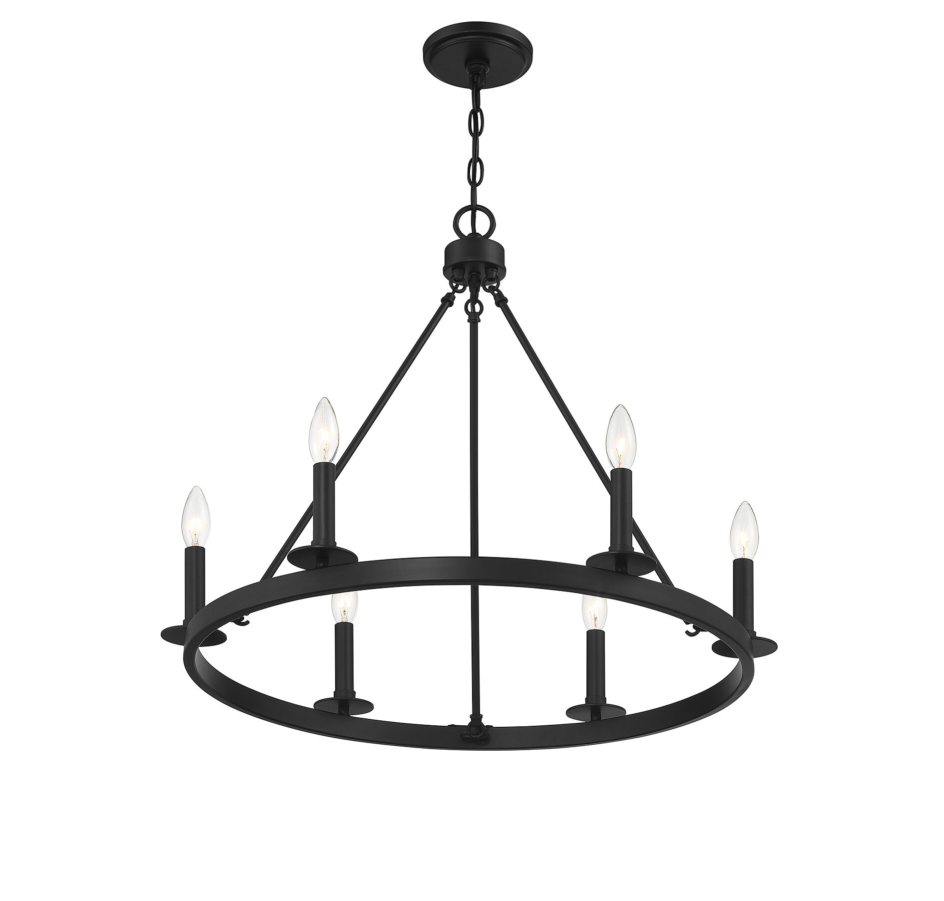 Traditional 6 Light 26 inch Matte Black Chandelier Ceiling Light