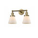 Franklin Restoration Small Cone LED 16 inch Brushed Brass Bath Vanity Light Wall Light in Matte White Glass, Franklin Restoration