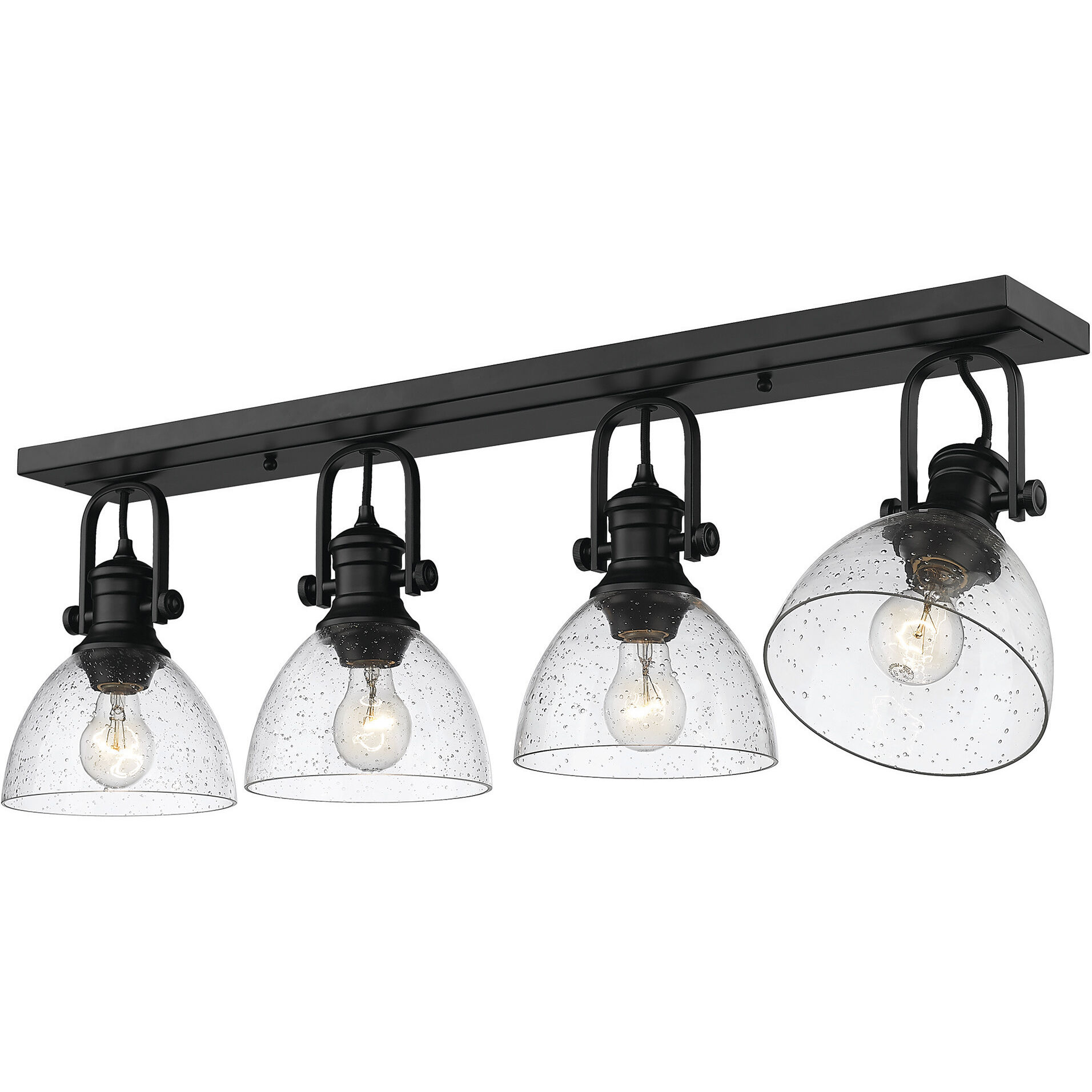 Yep Hines Vanity Wall Light in Matte Black, Seeded Glass