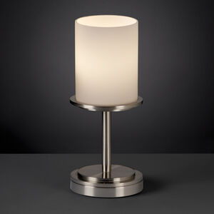 Fusion 12 inch 60 watt Brushed Nickel Table Lamp Portable Light in Opal, Incandescent