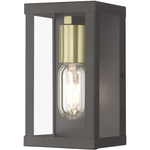 Gaffney 1 Light 8 inch Bronze with Antique Gold Finish Accents Outdoor Wall Lantern, Small