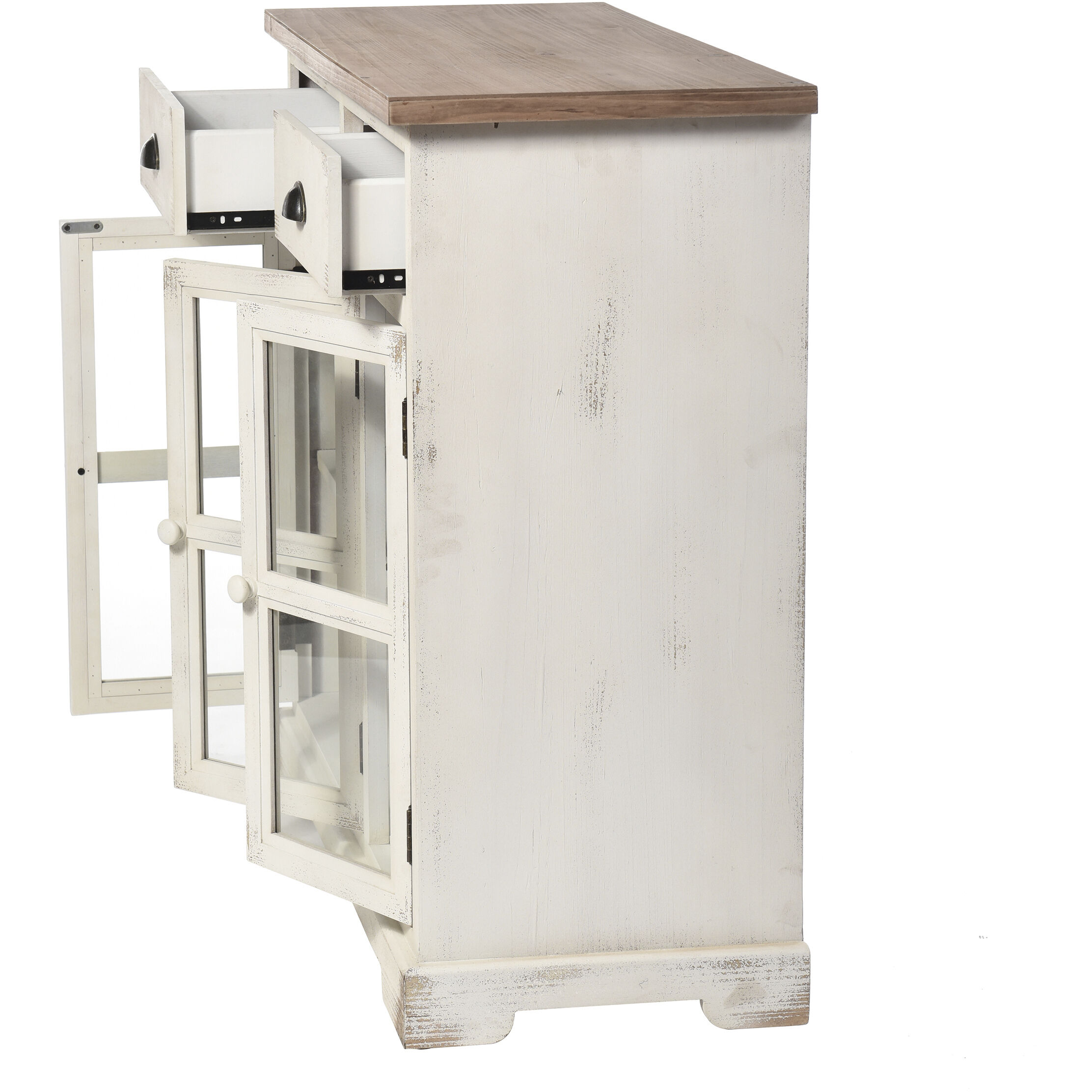 Shabby Antique White and Natural Cabinet